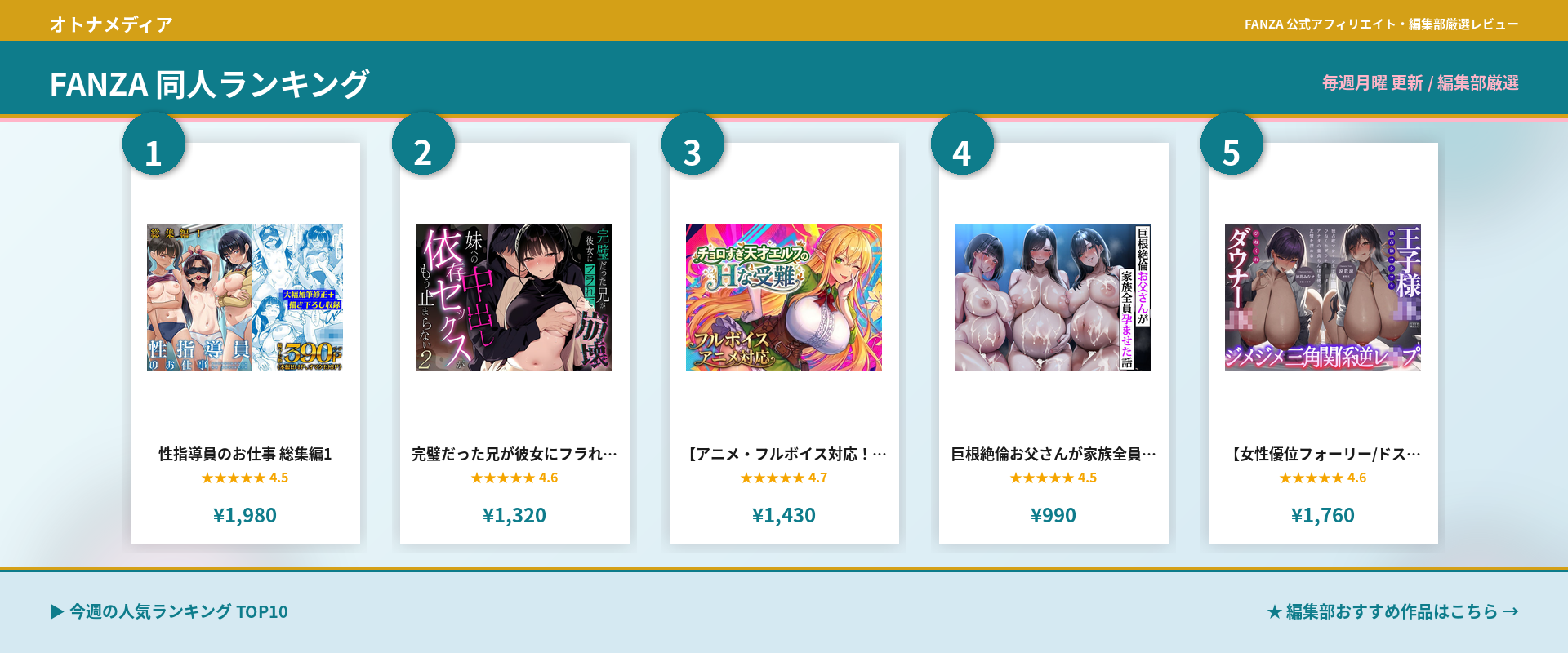 オトナ同人 - FANZA同人作品の人気ランキング・新作情報を毎週更新